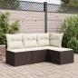 Preview: Gartenhocker mit Kissen Braun 55x55x37 cm Poly Rattan