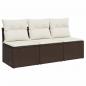 Preview: ARDEBO.de - Gartensofa mit Kissen 3-Sitzer Braun Poly Rattan