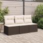 Preview: Gartensofa mit Kissen 3-Sitzer Braun Poly Rattan