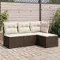 Preview: ARDEBO.de - 4-tlg. Garten-Sofagarnitur mit Kissen Braun Poly Rattan