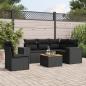 Preview: ARDEBO.de - 6-tlg. Garten-Sofagarnitur mit Kissen Schwarz Poly Rattan