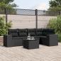 Preview: ARDEBO.de - 6-tlg. Garten-Sofagarnitur mit Kissen Schwarz Poly Rattan