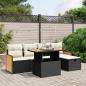 Preview: ARDEBO.de - 6-tlg. Garten-Sofagarnitur mit Kissen Schwarz Poly Rattan