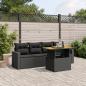 Preview: ARDEBO.de - 5-tlg. Garten-Sofagarnitur mit Kissen Schwarz Poly Rattan