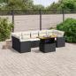 Preview: ARDEBO.de - 8-tlg. Garten-Sofagarnitur mit Kissen Schwarz Poly Rattan