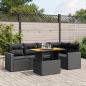 Preview: ARDEBO.de - 6-tlg. Garten-Sofagarnitur mit Kissen Schwarz Poly Rattan