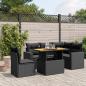 Preview: ARDEBO.de - 6-tlg. Garten-Sofagarnitur mit Kissen Schwarz Poly Rattan