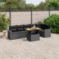 Preview: ARDEBO.de - 7-tlg. Garten-Sofagarnitur mit Kissen Schwarz Poly Rattan