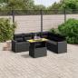 Preview: ARDEBO.de - 7-tlg. Garten-Sofagarnitur mit Kissen Schwarz Poly Rattan