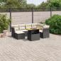 Preview: ARDEBO.de - 8-tlg. Garten-Sofagarnitur mit Kissen Schwarz Poly Rattan