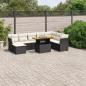 Preview: ARDEBO.de - 9-tlg. Garten-Sofagarnitur mit Kissen Schwarz Poly Rattan