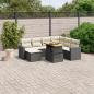 Preview: ARDEBO.de - 8-tlg. Garten-Sofagarnitur mit Kissen Schwarz Poly Rattan