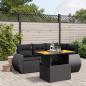 Preview: ARDEBO.de - 5-tlg. Garten-Sofagarnitur mit Kissen Schwarz Poly Rattan