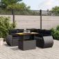 Preview: ARDEBO.de - 6-tlg. Garten-Sofagarnitur mit Kissen Schwarz Poly Rattan