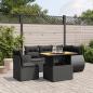 Preview: ARDEBO.de - 6-tlg. Garten-Sofagarnitur mit Kissen Schwarz Poly Rattan