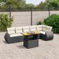 Preview: ARDEBO.de - 7-tlg. Garten-Sofagarnitur mit Kissen Schwarz Poly Rattan