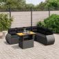 Preview: ARDEBO.de - 7-tlg. Garten-Sofagarnitur mit Kissen Schwarz Poly Rattan