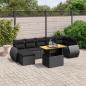 Preview: ARDEBO.de - 8-tlg. Garten-Sofagarnitur mit Kissen Schwarz Poly Rattan