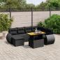 Preview: ARDEBO.de - 8-tlg. Garten-Sofagarnitur mit Kissen Schwarz Poly Rattan