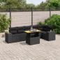 Preview: ARDEBO.de - 7-tlg. Garten-Sofagarnitur mit Kissen Schwarz Poly Rattan