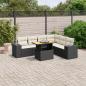 Preview: ARDEBO.de - 7-tlg. Garten-Sofagarnitur mit Kissen Schwarz Poly Rattan