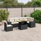 Preview: ARDEBO.de - 7-tlg. Garten-Sofagarnitur mit Kissen Schwarz Poly Rattan