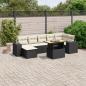 Preview: ARDEBO.de - 8-tlg. Garten-Sofagarnitur mit Kissen Schwarz Poly Rattan