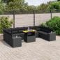 Preview: ARDEBO.de - 11-tlg. Garten-Sofagarnitur mit Kissen Schwarz Poly Rattan