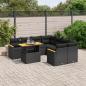 Preview: ARDEBO.de - 9-tlg. Garten-Sofagarnitur mit Kissen Schwarz Poly Rattan