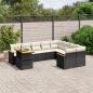 Preview: ARDEBO.de - 10-tlg. Garten-Sofagarnitur mit Kissen Schwarz Poly Rattan