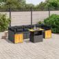 Preview: ARDEBO.de - 8-tlg. Garten-Sofagarnitur mit Kissen Schwarz Poly Rattan