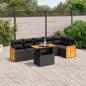 Preview: ARDEBO.de - 7-tlg. Garten-Sofagarnitur mit Kissen Schwarz Poly Rattan