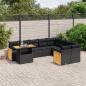 Preview: ARDEBO.de - 10-tlg. Garten-Sofagarnitur mit Kissen Schwarz Poly Rattan