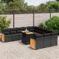 Preview: ARDEBO.de - 11-tlg. Garten-Sofagarnitur mit Kissen Schwarz Poly Rattan