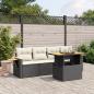 Preview: ARDEBO.de - 5-tlg. Garten-Sofagarnitur mit Kissen Schwarz Poly Rattan