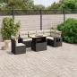 Preview: ARDEBO.de - 7-tlg. Garten-Sofagarnitur mit Kissen Schwarz Poly Rattan