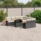 Preview: ARDEBO.de - 9-tlg. Garten-Sofagarnitur mit Kissen Schwarz Poly Rattan