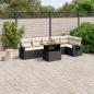 Preview: ARDEBO.de - 7-tlg. Garten-Sofagarnitur mit Kissen Schwarz Poly Rattan