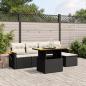 Preview: ARDEBO.de - 6-tlg. Garten-Sofagarnitur mit Kissen Schwarz Poly Rattan