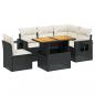 Preview: 6-tlg. Garten-Sofagarnitur mit Kissen Schwarz Poly Rattan