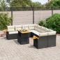 Preview: ARDEBO.de - 9-tlg. Garten-Sofagarnitur mit Kissen Schwarz Poly Rattan