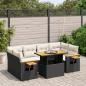 Preview: ARDEBO.de - 7-tlg. Garten-Sofagarnitur mit Kissen Schwarz Poly Rattan