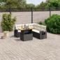 Preview: ARDEBO.de - 6-tlg. Garten-Sofagarnitur mit Kissen Schwarz Poly Rattan