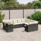 Preview: ARDEBO.de - 10-tlg. Garten-Sofagarnitur mit Kissen Schwarz Poly Rattan