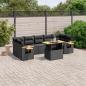 Preview: ARDEBO.de - 8-tlg. Garten-Sofagarnitur mit Kissen Schwarz Poly Rattan