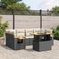 Preview: ARDEBO.de - 7-tlg. Garten-Sofagarnitur mit Kissen Schwarz Poly Rattan