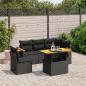 Preview: ARDEBO.de - 6-tlg. Garten-Sofagarnitur mit Kissen Schwarz Poly Rattan