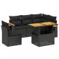 Preview: 6-tlg. Garten-Sofagarnitur mit Kissen Schwarz Poly Rattan