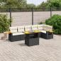 Preview: ARDEBO.de - 7-tlg. Garten-Sofagarnitur mit Kissen Schwarz Poly Rattan