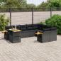 Preview: ARDEBO.de - 10-tlg. Garten-Sofagarnitur mit Kissen Schwarz Poly Rattan